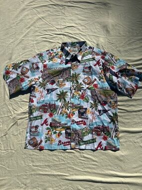 Atlanta Braves Light Blue Hawaiian Button-Up Shirt
